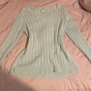 Women's Beige Cable Knit Sweater